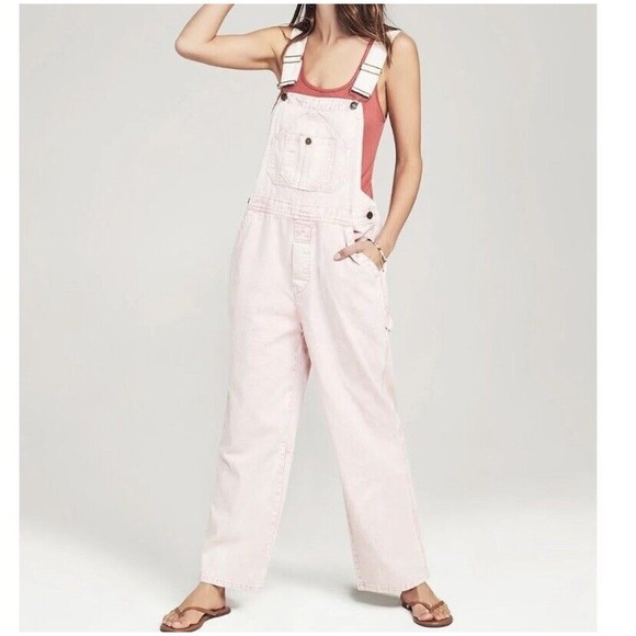 Faherty Jeans Faherty Womens Nwt Mechanic Overalls In Pink Tie Dye
